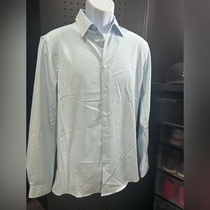 C-LAB NYC - 4 Way Stretch, Slim Fit - M 15 1/2” Men's Light Blue Checkered Shirt